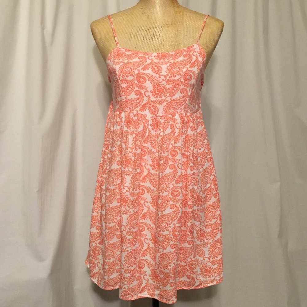 Love Tree Happens Short Sundress Coral/White Med.